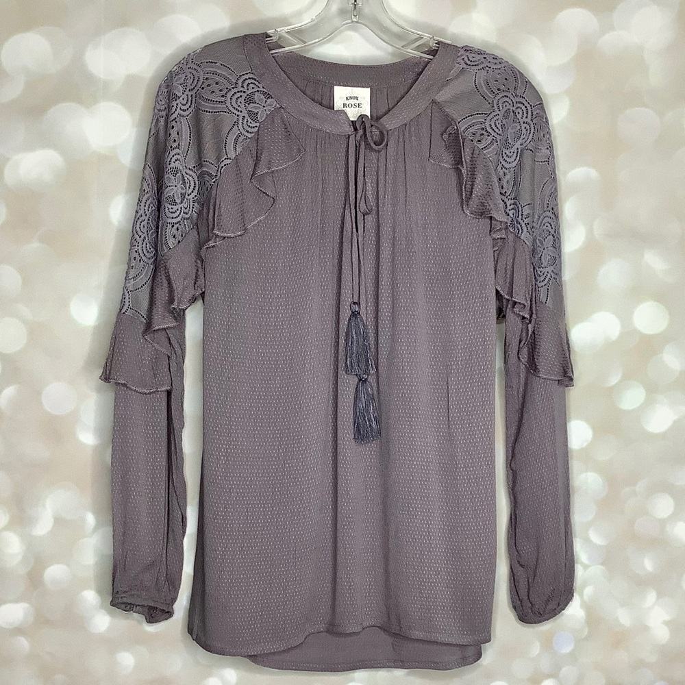 Knox Rose Ruffles and Lace Purple Top